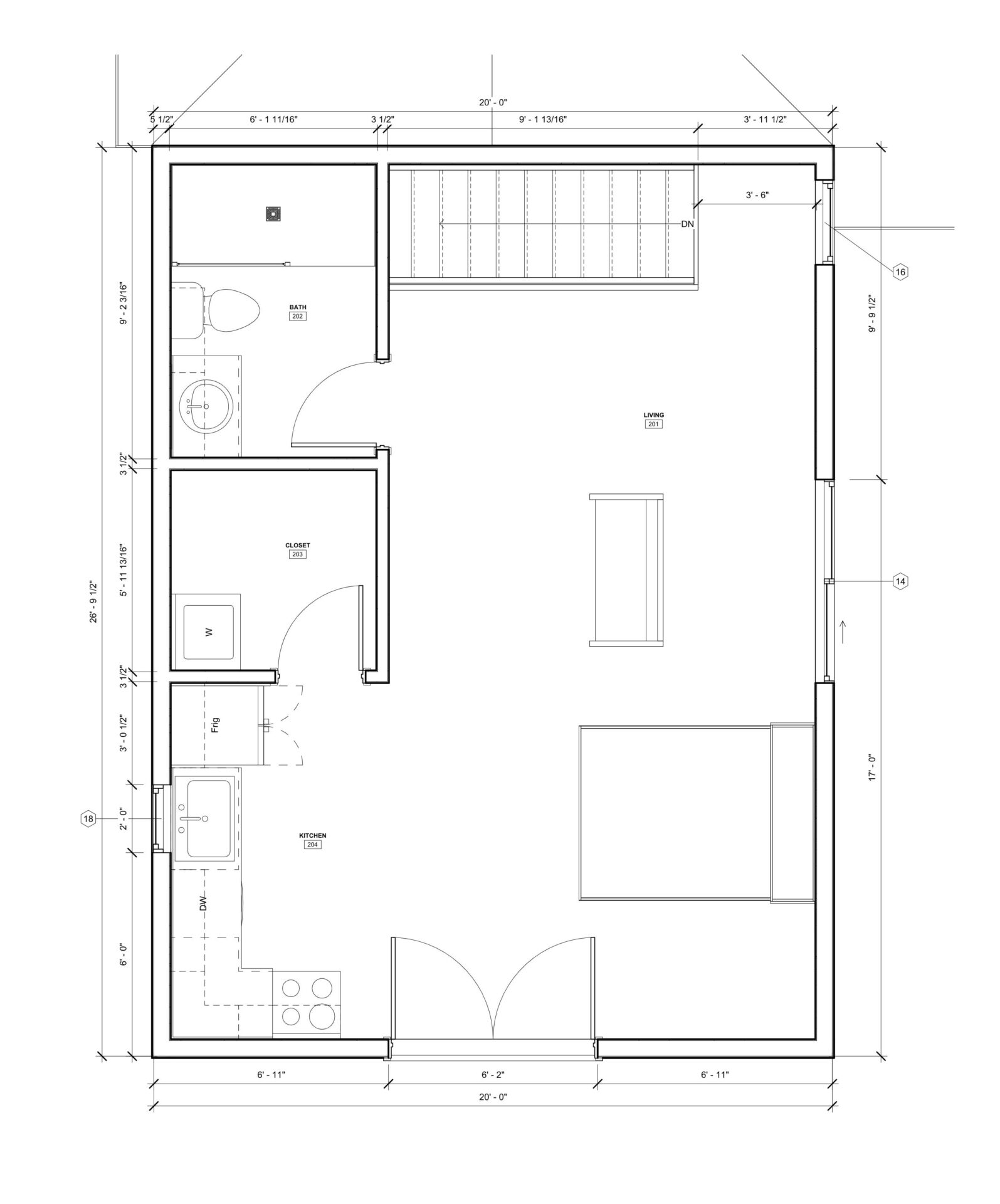 Floor Plan for ADU Construction Including Separate Kitchen and Bathroom